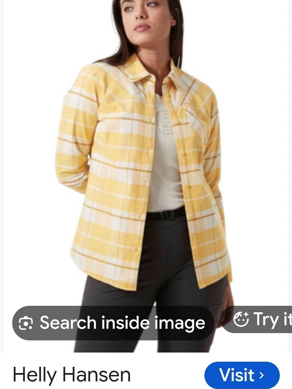 Helly Hansen Yellow and White Plaid Button-Down Shirt